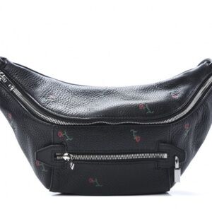 Alexander Wang Black Leather Belt Bag with Rose Embroidery